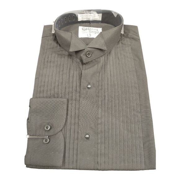 MEN'S HENRY SEGAL BLACK WING COLLAR TUXEDO SHIRT. HS8-8000 - Picture 1 of 3